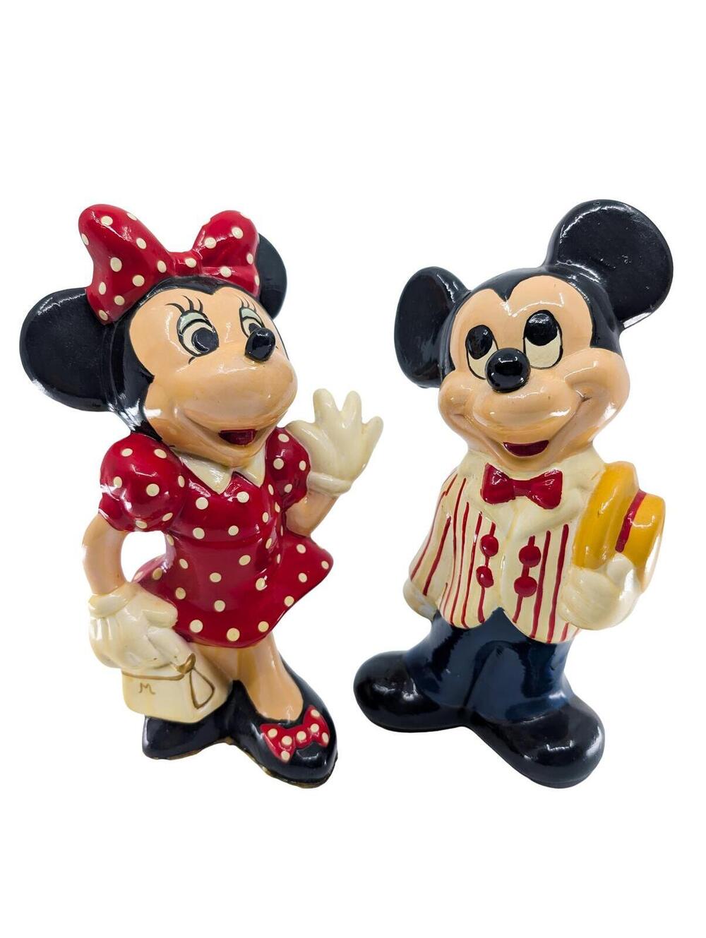 Vintage Mickey Mouse Minnie Mouse Ceramic Figurines Pair